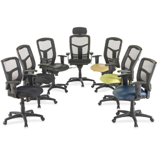 Lorell Executive High-back Mesh Chair - Black Fabric Seat - Black Back - Black Steel, Plastic Frame - High Back - 5-star Base - Armrest - 1 Each - 