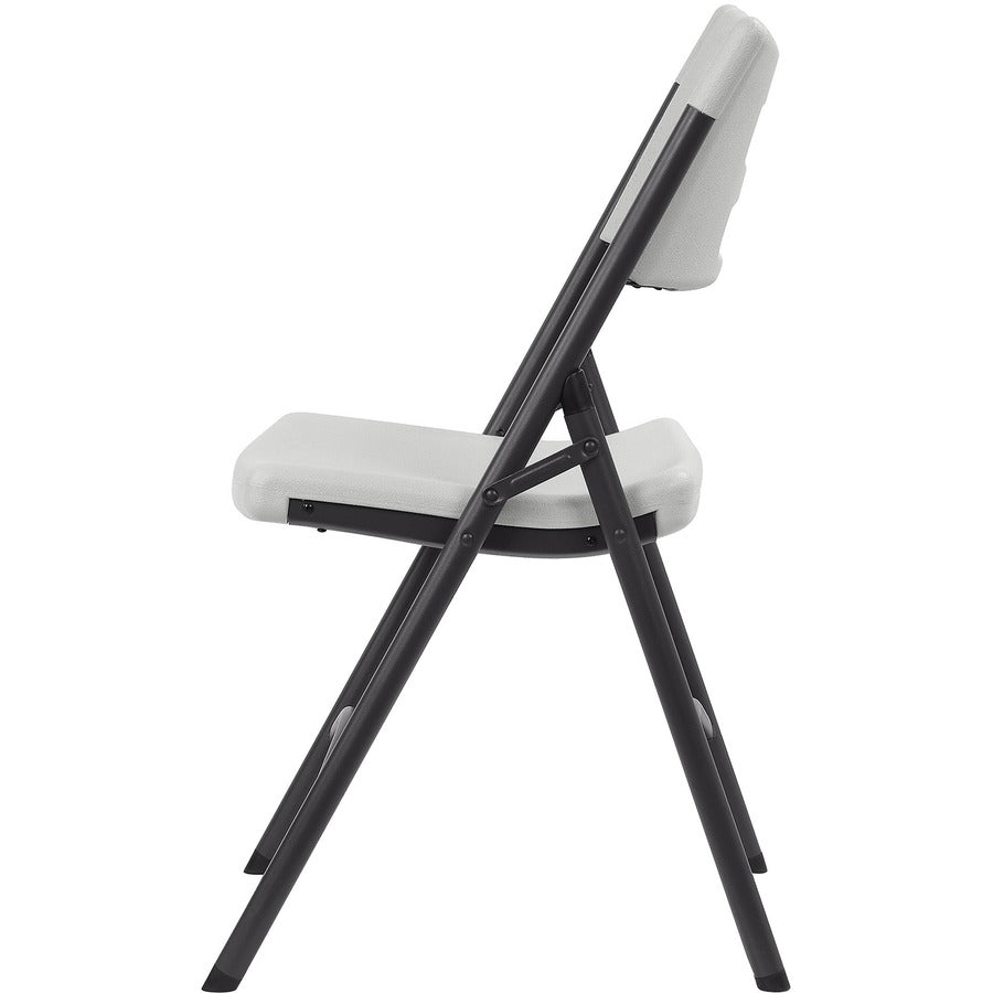 Lorell Heavy-duty Blow-Molded Folding Chairs - Light Gray Polyethylene Seat - Light Gray Polyethylene Back - Dark Gray Steel Frame - Steel, Polyethylene - 4 / Carton