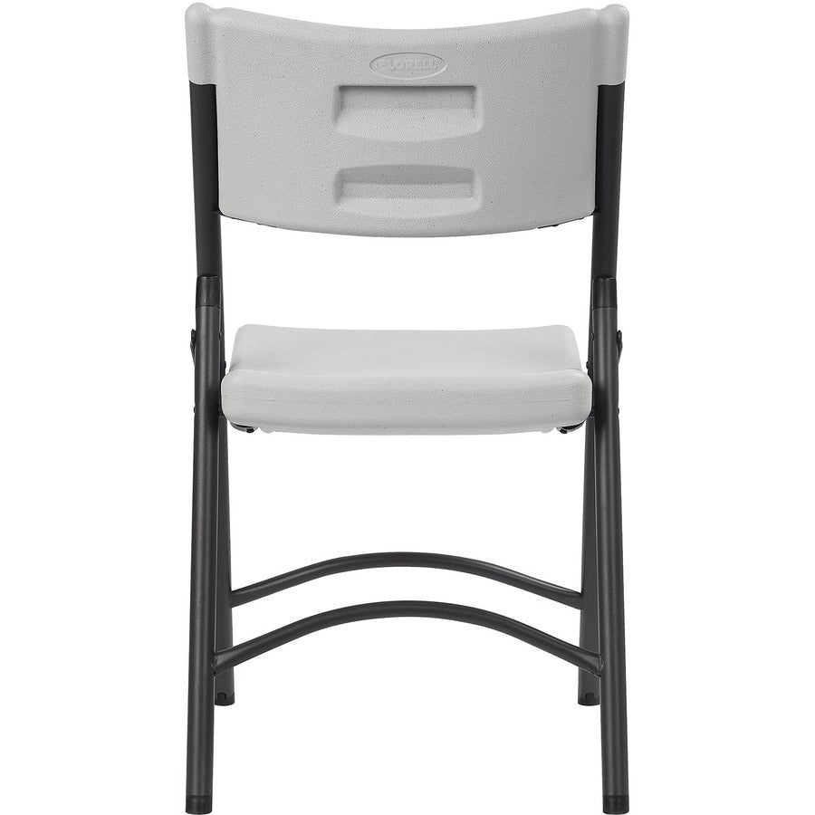 Lorell Heavy-duty Blow-Molded Folding Chairs - Light Gray Polyethylene Seat - Light Gray Polyethylene Back - Dark Gray Steel Frame - Steel, Polyethylene - 4 / Carton