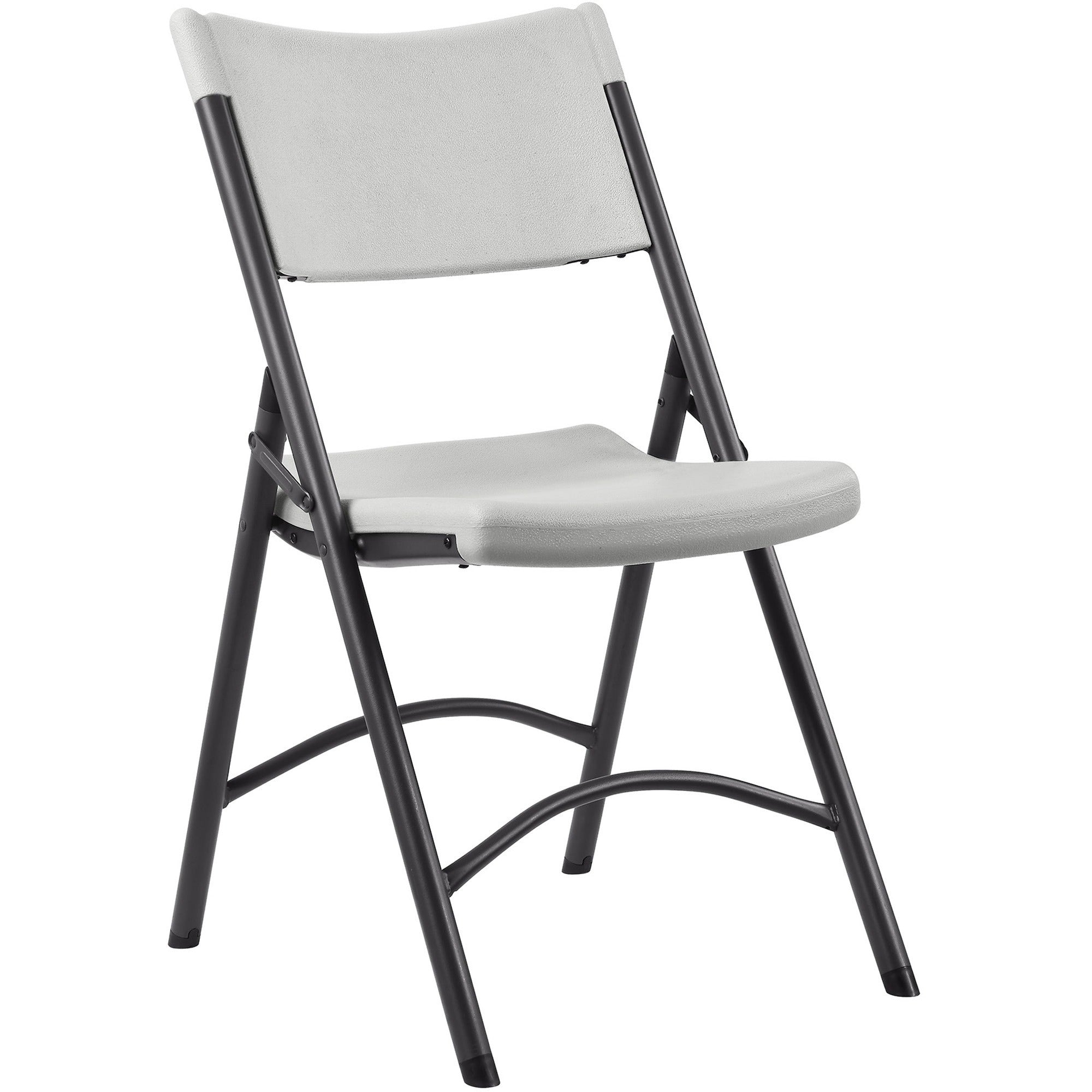 Lorell Heavy-duty Blow-Molded Folding Chairs - Light Gray Polyethylene Seat - Light Gray Polyethylene Back - Dark Gray Steel Frame - Steel, Polyethylene - 4 / Carton - 