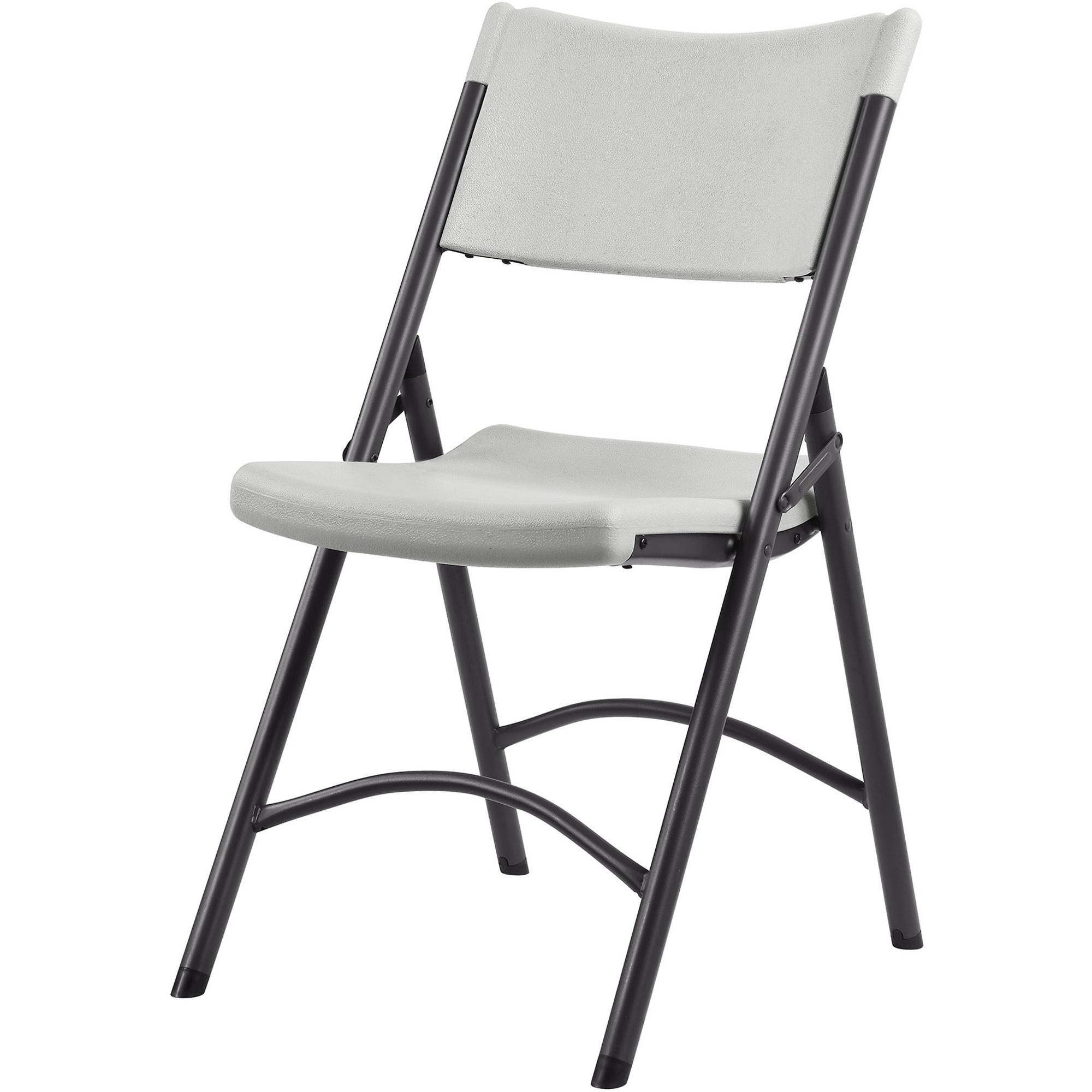 Lorell Heavy-duty Blow-Molded Folding Chairs - Light Gray Polyethylene Seat - Light Gray Polyethylene Back - Dark Gray Steel Frame - Steel, Polyethylene - 4 / Carton - 