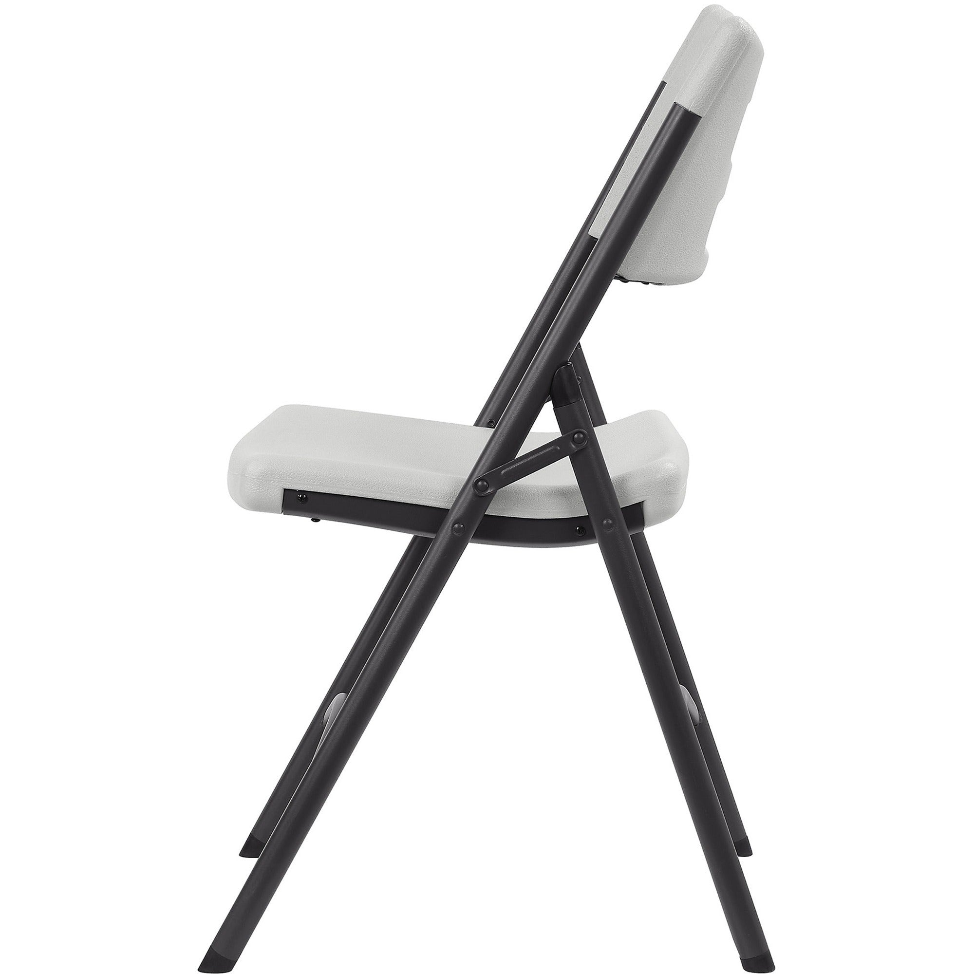 Lorell Heavy-duty Blow-Molded Folding Chairs - Light Gray Polyethylene Seat - Light Gray Polyethylene Back - Dark Gray Steel Frame - Steel, Polyethylene - 4 / Carton - 