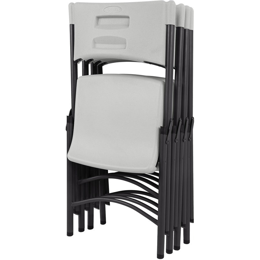 Lorell Heavy-duty Blow-Molded Folding Chairs - Light Gray Polyethylene Seat - Light Gray Polyethylene Back - Dark Gray Steel Frame - Steel, Polyethylene - 4 / Carton - 