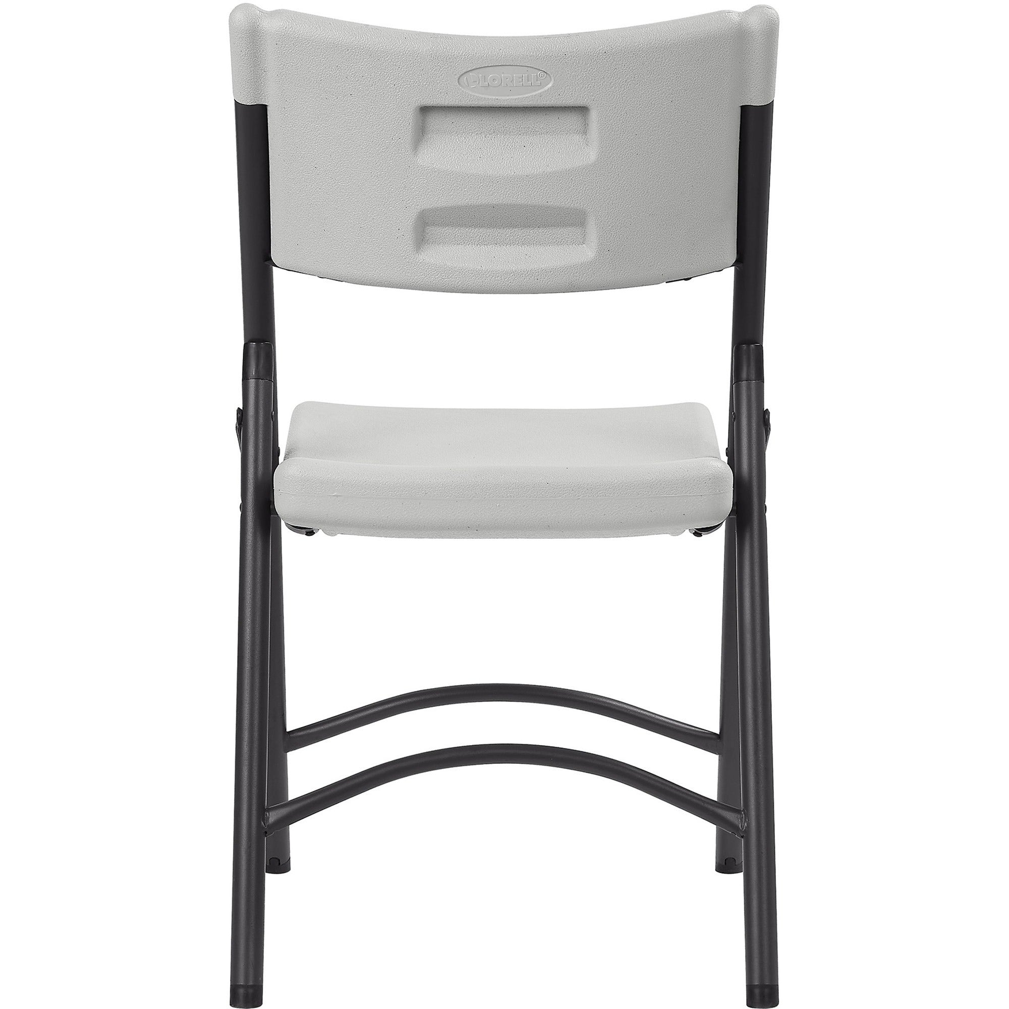 Lorell Heavy-duty Blow-Molded Folding Chairs - Light Gray Polyethylene Seat - Light Gray Polyethylene Back - Dark Gray Steel Frame - Steel, Polyethylene - 4 / Carton - 