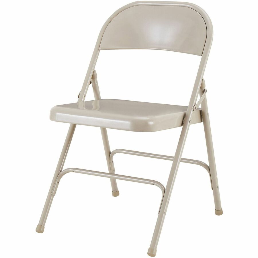 Lorell Folding Chairs - Beige Steel Seat - Beige Steel Frame - 4 / Carton