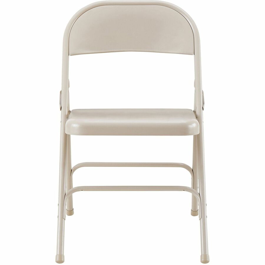 Lorell Folding Chairs - Beige Steel Seat - Beige Steel Frame - 4 / Carton