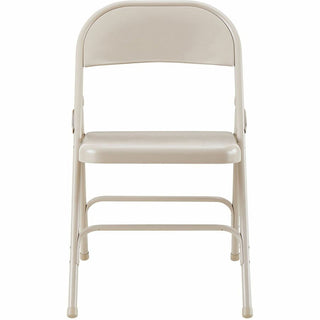 Lorell Folding Chairs - Beige Steel Seat - Beige Steel Frame - 4 / Carton