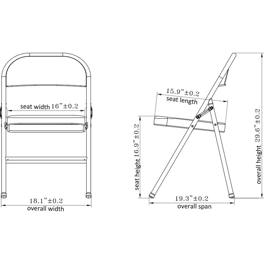 Lorell Folding Chairs - Beige Steel Seat - Beige Steel Frame - 4 / Carton - 