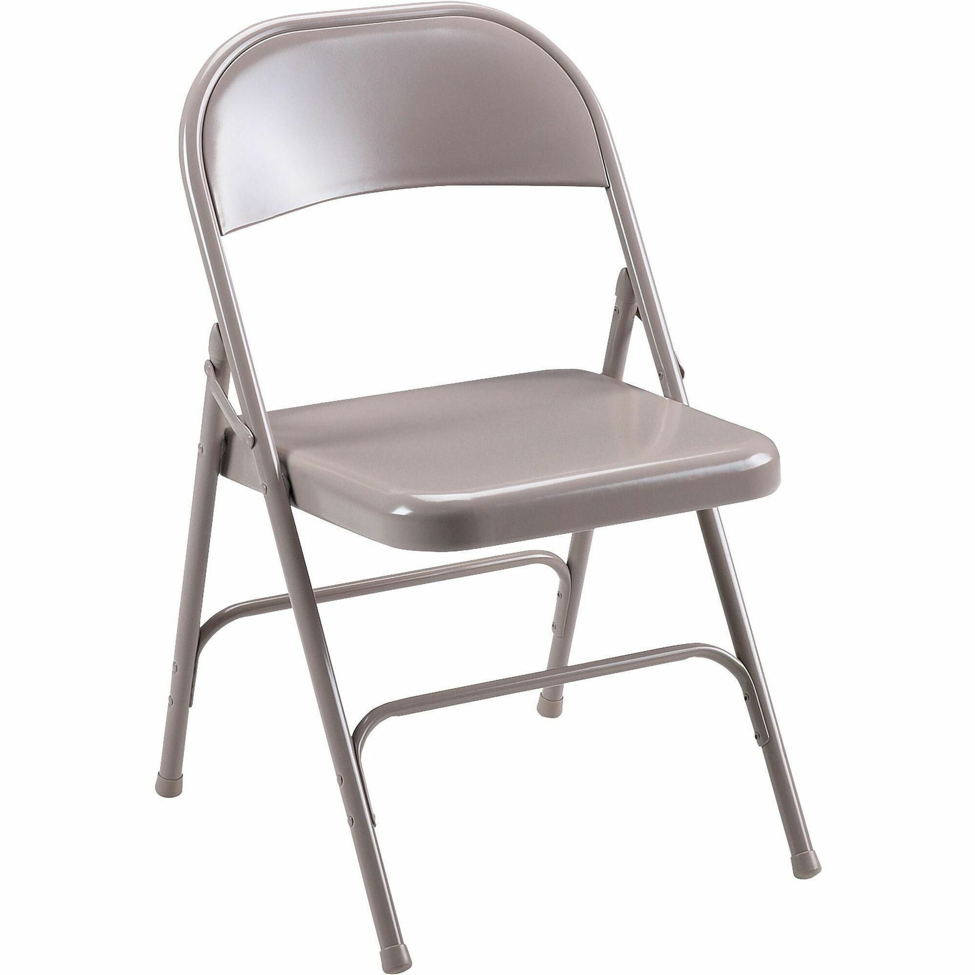 Lorell Folding Chairs - Beige Steel Seat - Beige Steel Frame - 4 / Carton - 