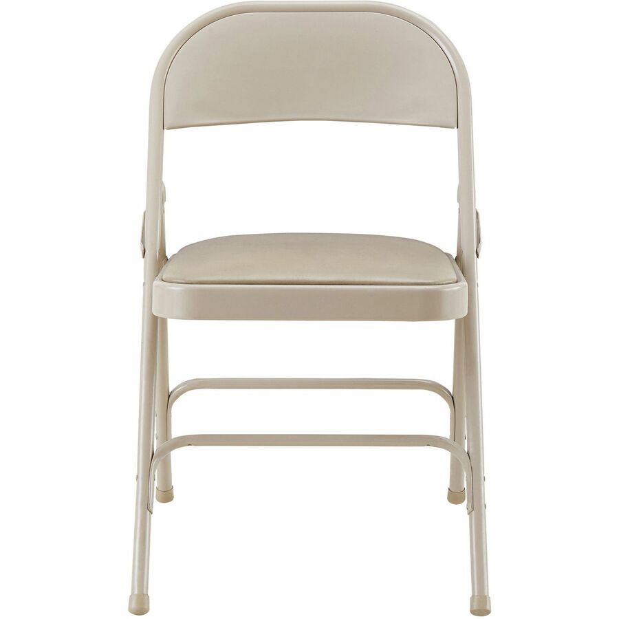 Lorell Padded Seat Folding Chairs - Beige Vinyl Seat - Beige Steel Frame - 4 / Carton