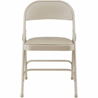 Lorell Padded Seat Folding Chairs - Beige Vinyl Seat - Beige Steel Frame - 4 / Carton