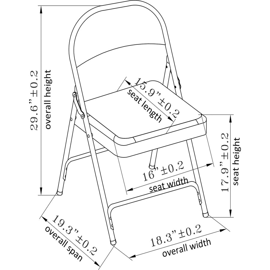 Lorell Padded Seat Folding Chairs - Beige Vinyl Seat - Beige Steel Frame - 4 / Carton - 