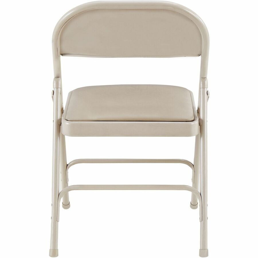 Lorell Padded Seat Folding Chairs - Beige Vinyl Seat - Beige Steel Frame - 4 / Carton