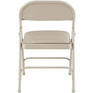 Lorell Padded Seat Folding Chairs - Beige Vinyl Seat - Beige Steel Frame - 4 / Carton