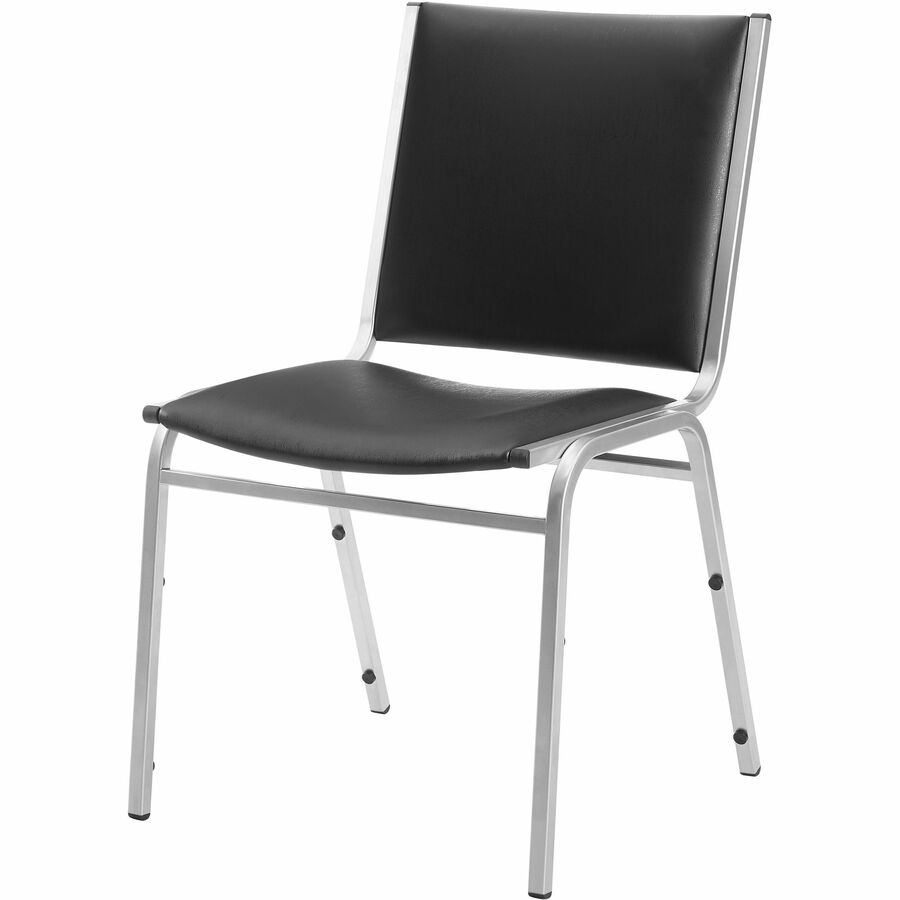 Lorell Padded Stacking Chairs - Black Vinyl Seat - Vinyl Back - Steel Frame - Black - Steel, Vinyl - 4 / Carton