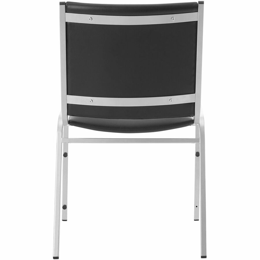 Lorell Padded Stacking Chairs - Black Vinyl Seat - Vinyl Back - Steel Frame - Black - Steel, Vinyl - 4 / Carton