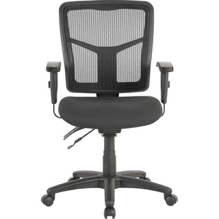 Lorell ErgoMesh Series Managerial Mesh Mid-Back Chair - Black Fabric Seat - Black Back - Black Frame - Mid Back - 5-star Base - 1 Each