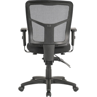 Lorell ErgoMesh Series Managerial Mesh Mid-Back Chair - Black Fabric Seat - Black Back - Black Frame - Mid Back - 5-star Base - 1 Each