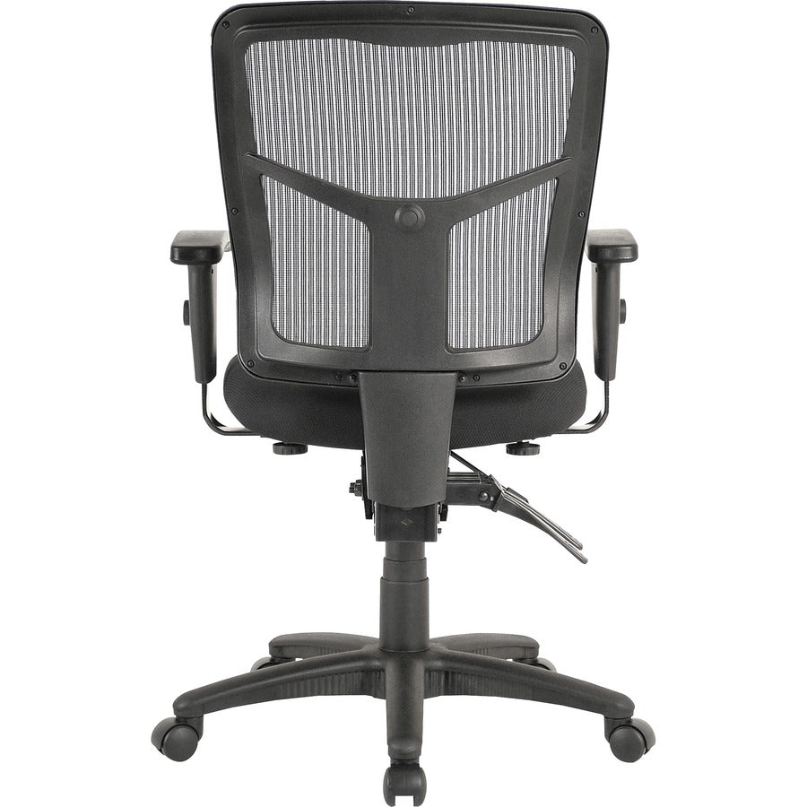Lorell ErgoMesh Series Managerial Mesh Mid-Back Chair - Black Fabric Seat - Black Back - Black Frame - Mid Back - 5-star Base - 1 Each