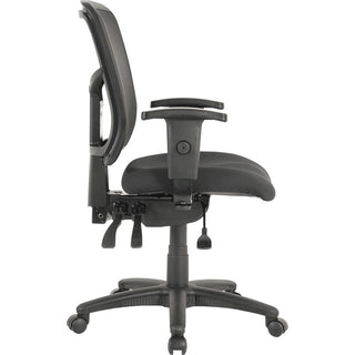 Lorell ErgoMesh Series Managerial Mesh Mid-Back Chair - Black Fabric Seat - Black Back - Black Frame - Mid Back - 5-star Base - 1 Each