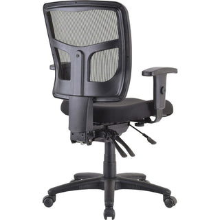 Lorell ErgoMesh Series Managerial Mesh Mid-Back Chair - Black Fabric Seat - Black Back - Black Frame - Mid Back - 5-star Base - 1 Each