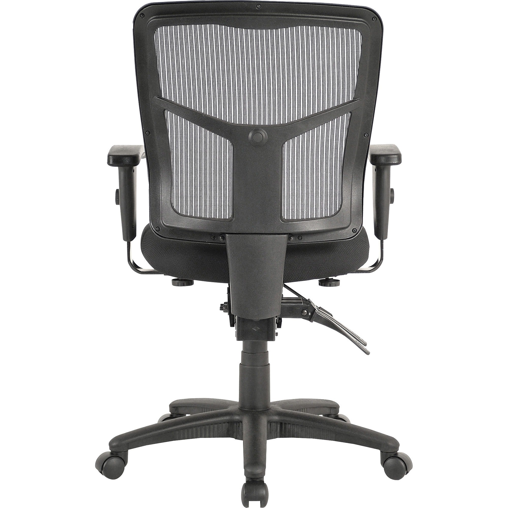 Lorell ErgoMesh Series Managerial Mesh Mid-Back Chair - Black Fabric Seat - Black Back - Black Frame - Mid Back - 5-star Base - 1 Each - 