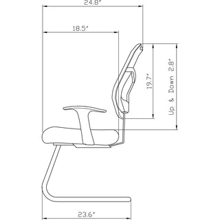 Lorell ErgoMesh Series Mesh Back Guest Chair with Arms - Black Fabric Seat - Black Mesh Back - Cantilever Base - 1 Each