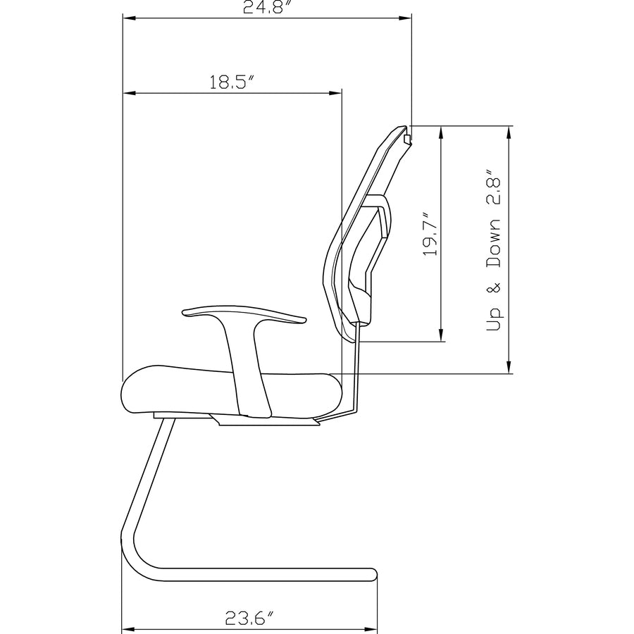 Lorell ErgoMesh Series Mesh Back Guest Chair with Arms - Black Fabric Seat - Black Mesh Back - Cantilever Base - 1 Each - 4