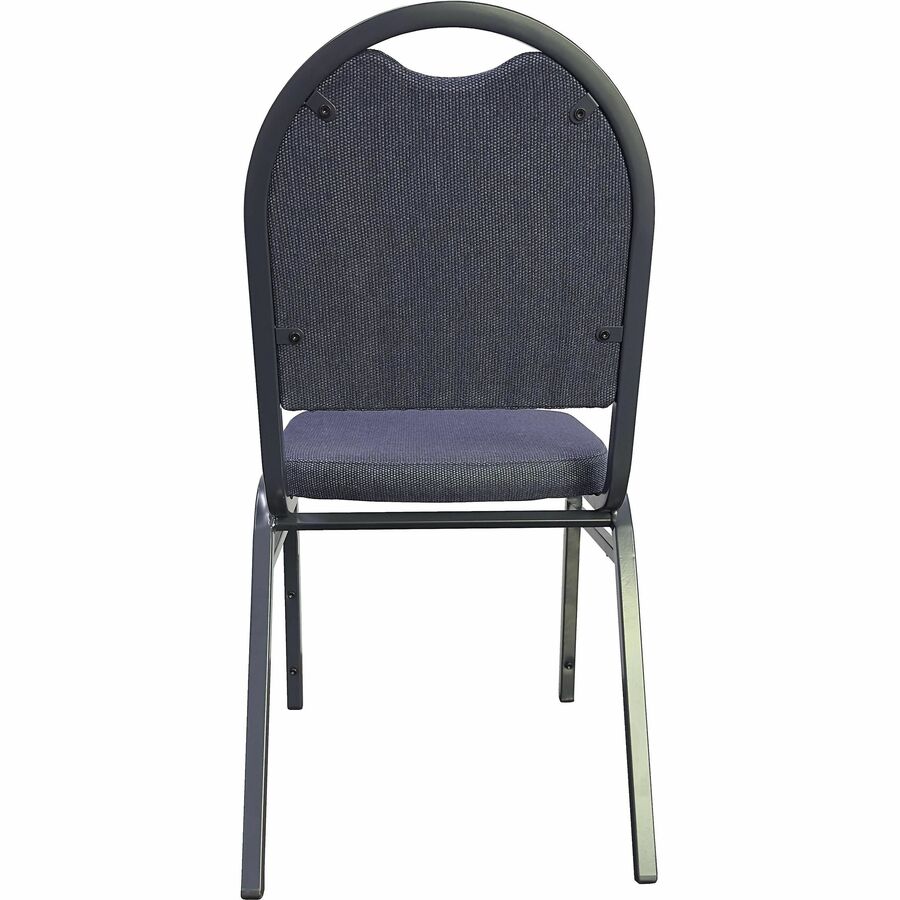 Lorell Round-Back Upholstered Stack Chairs - Blueberry, Black Fabric Seat - Charcoal Steel Frame - Blue, Black - 4 / Carton