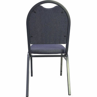 Lorell Round-Back Upholstered Stack Chairs - Blueberry, Black Fabric Seat - Charcoal Steel Frame - Blue, Black - 4 / Carton