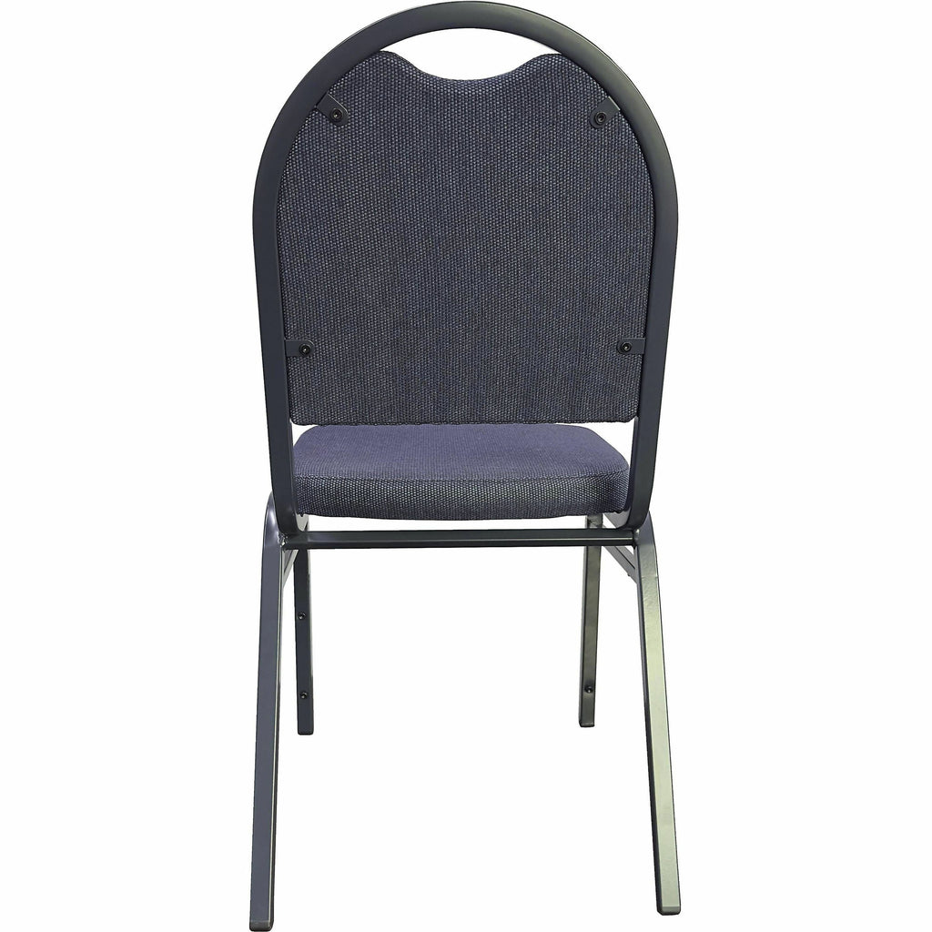 Lorell Round-Back Upholstered Stack Chairs - Blueberry, Black Fabric Seat - Charcoal Steel Frame - Blue, Black - 4 / Carton - 
