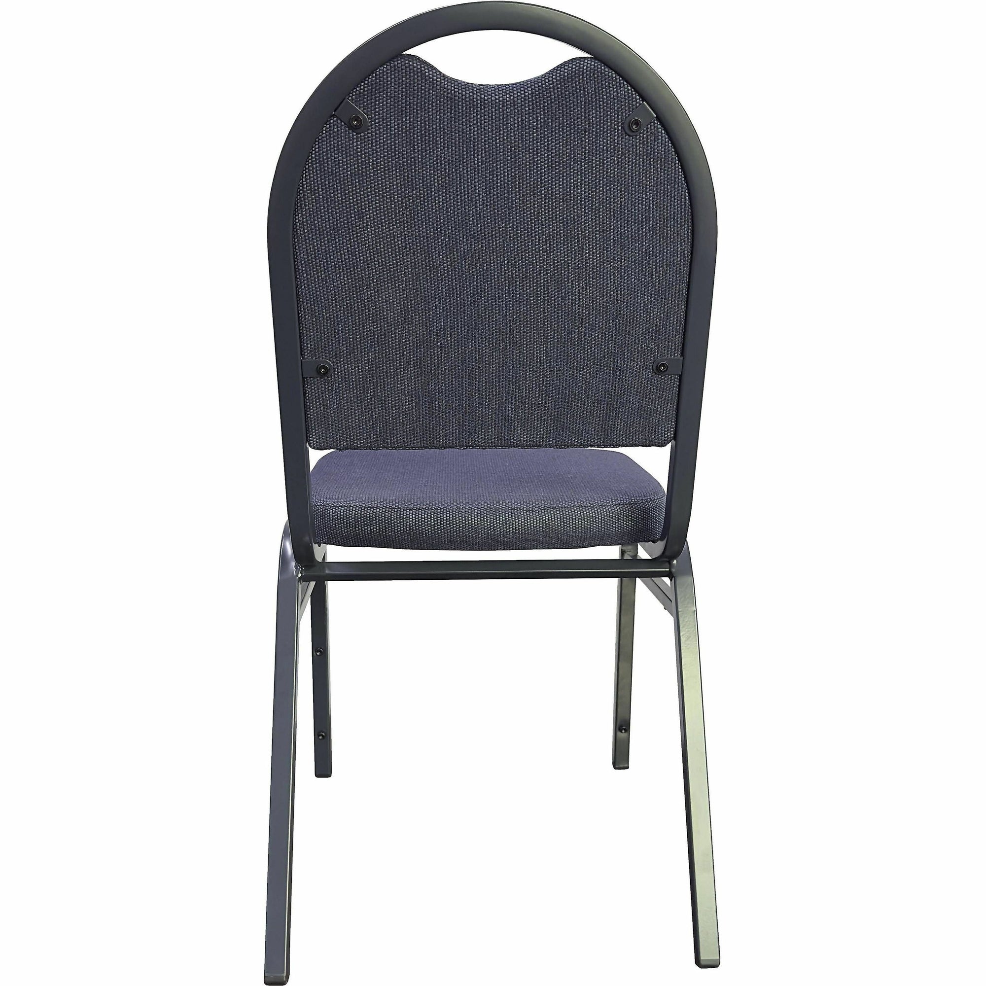 Lorell Round-Back Upholstered Stack Chairs - Blueberry, Black Fabric Seat - Charcoal Steel Frame - Blue, Black - 4 / Carton - 