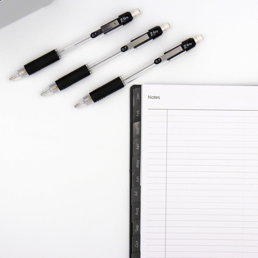 Z-Grip Mechanical Pencil, 0.7 mm, HB (#2), Black Lead, Clear/Black Barrel, Dozen