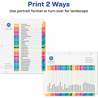 Customizable TOC Ready Index Multicolor Tab Dividers, 31-Tab, 1 to 31, 11 x 8.5, White, Traditional Color Tabs, 1 Set