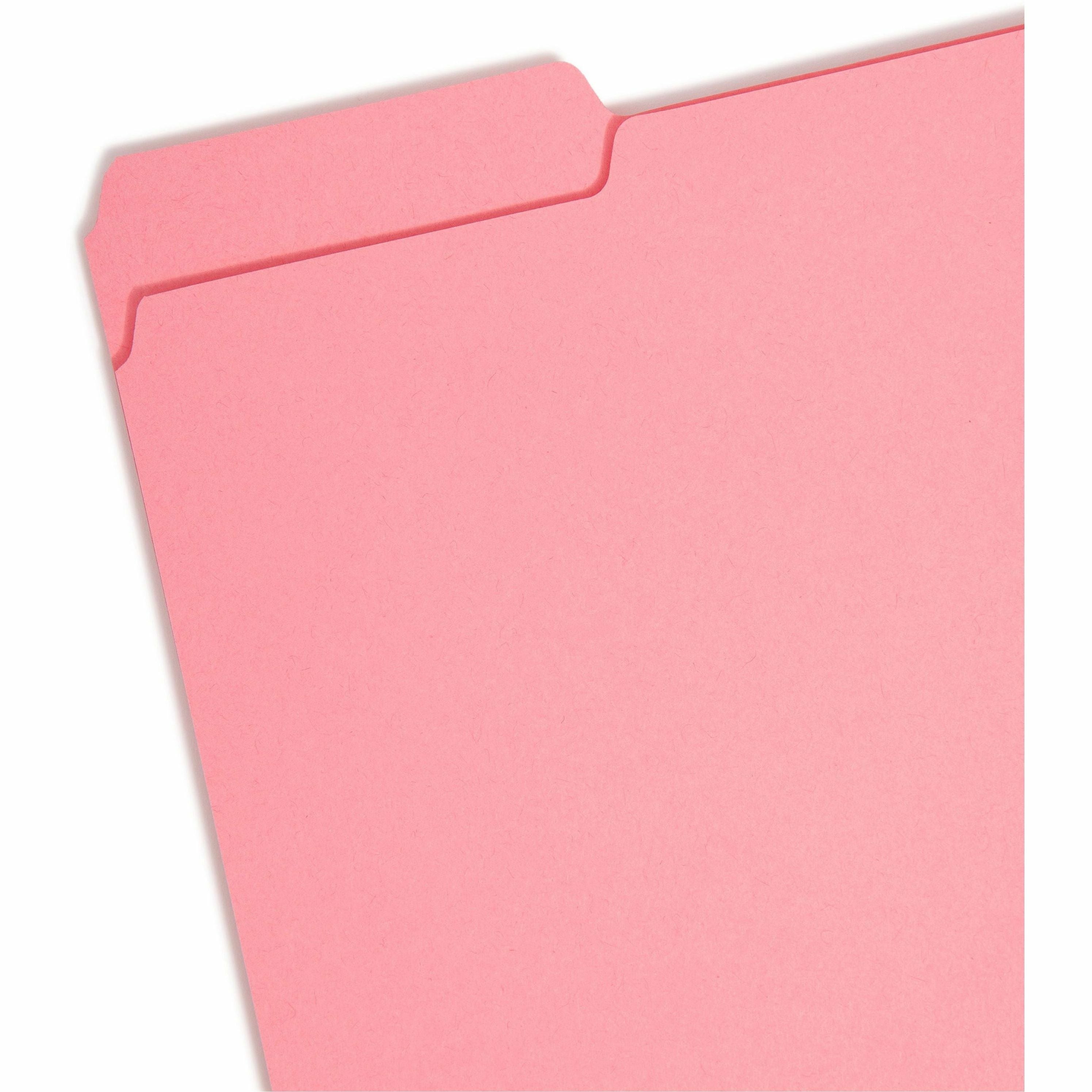 Smead Interior Folders - Letter - 8 1/2" x 11" Sheet Size - 3/4" Expansion - 1/3 Tab Cut - Assorted Position Tab Location - 11 pt. Folder Thickness - Aqua, Black, Dark Pink, Gray, Purple - 100 / Box - 