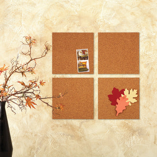 Quartet Frameless Modular Natural Cork Tiles - 12" Height x 12" Width - Brown Natural Cork Surface - Frameless, Durable, Self-healing - 4 / Pack - 