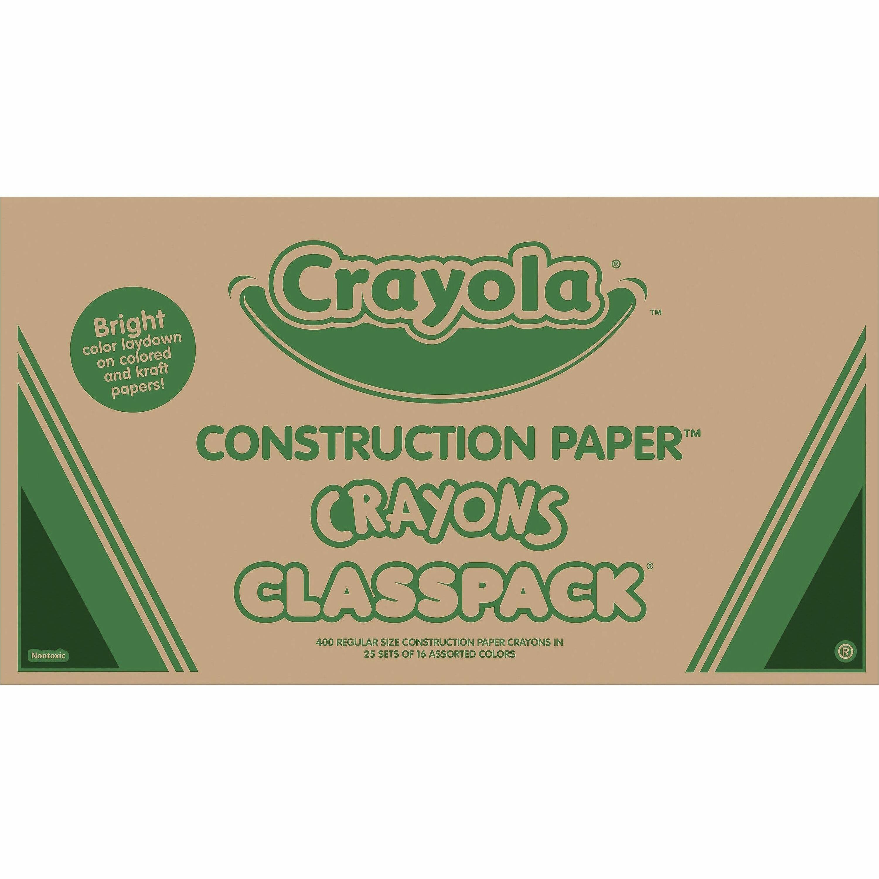 Crayola 16-Color Construction Paper Crayon Classpack - Classroom - 400 / Box - Multicolor - 