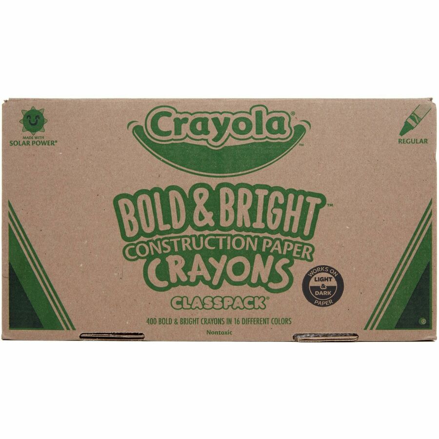 Crayola 16-Color Construction Paper Crayon Classpack - Classroom - 400 / Box - Multicolor