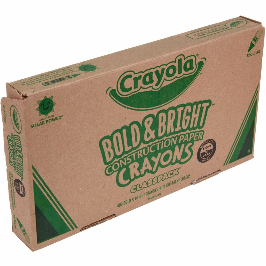 Crayola 16-Color Construction Paper Crayon Classpack - Classroom - 400 / Box - Multicolor