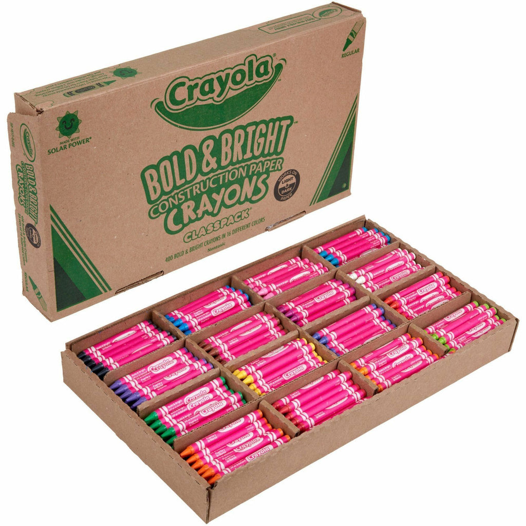 Crayola 16-Color Construction Paper Crayon Classpack - Classroom - 400 / Box - Multicolor