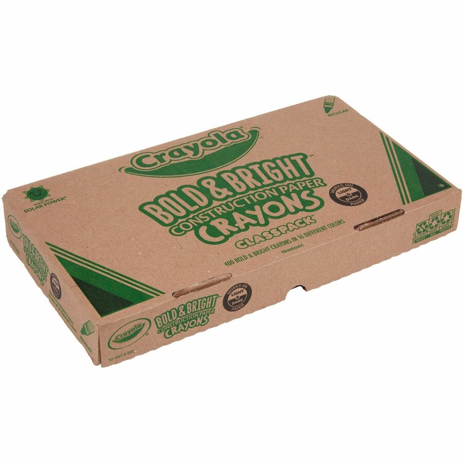 Crayola 16-Color Construction Paper Crayon Classpack - Classroom - 400 / Box - Multicolor