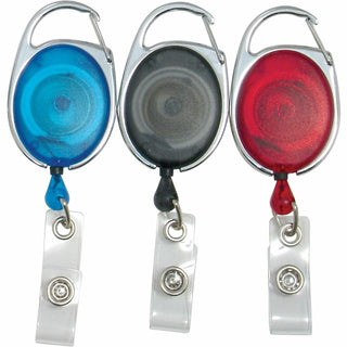Quick Clip Card Reels, 30" Extension, Blue/Red/Smoke, 3/Pack