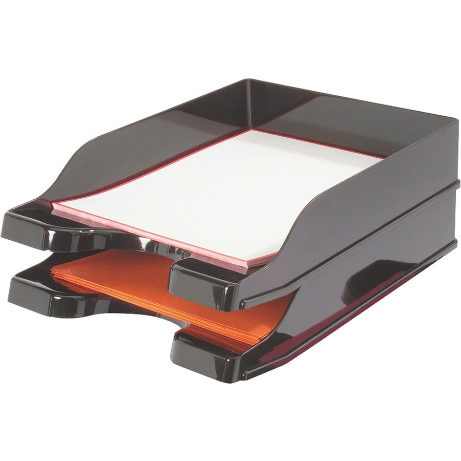 Docutray Multi-Directional Stacking Tray Set, 2 Sections, Letter to Legal Size Files, 10.13" x 13.63" x 2.5", Black, 2/Pack