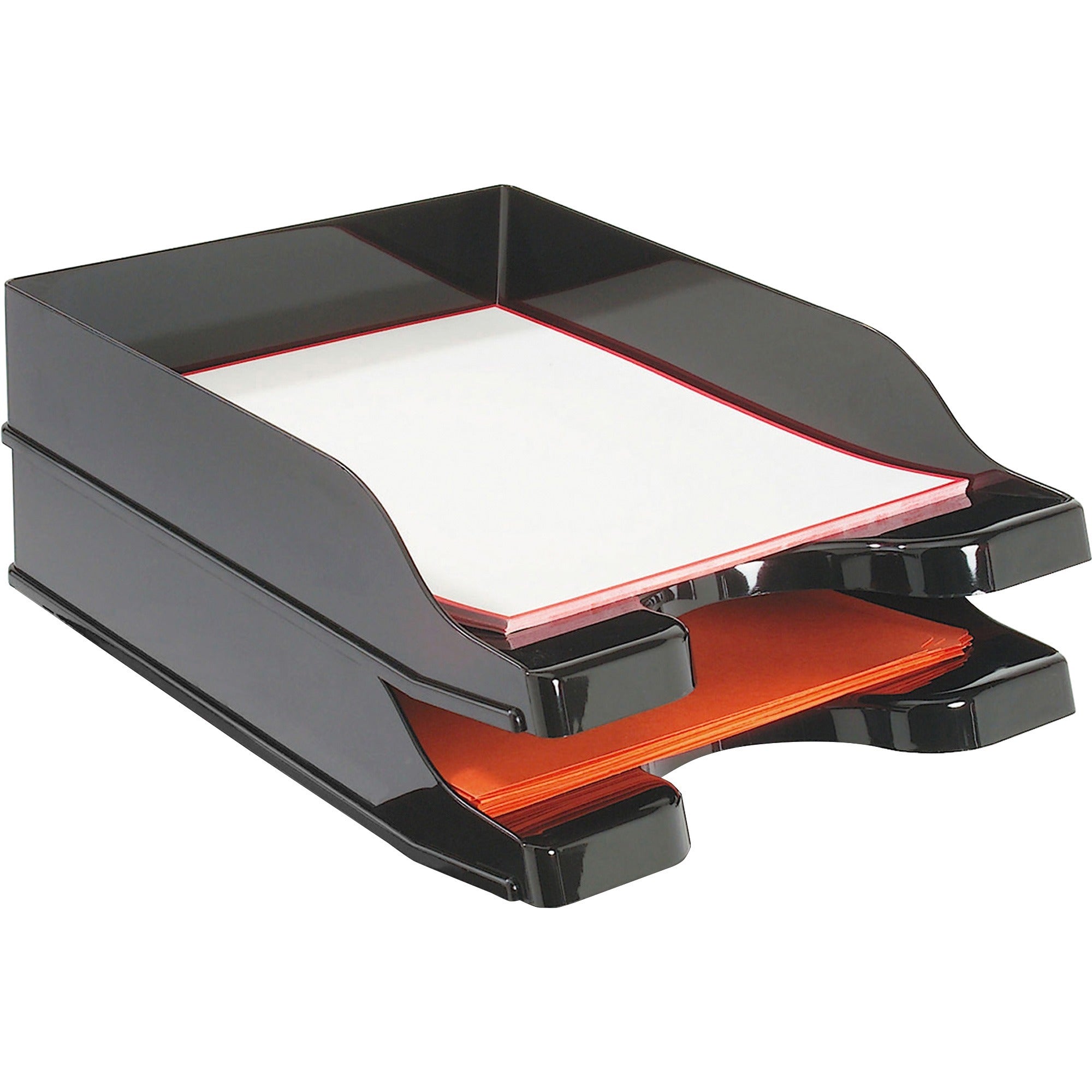 Docutray Multi-Directional Stacking Tray Set, 2 Sections, Letter to Legal Size Files, 10.13" x 13.63" x 2.5", Black, 2/Pack