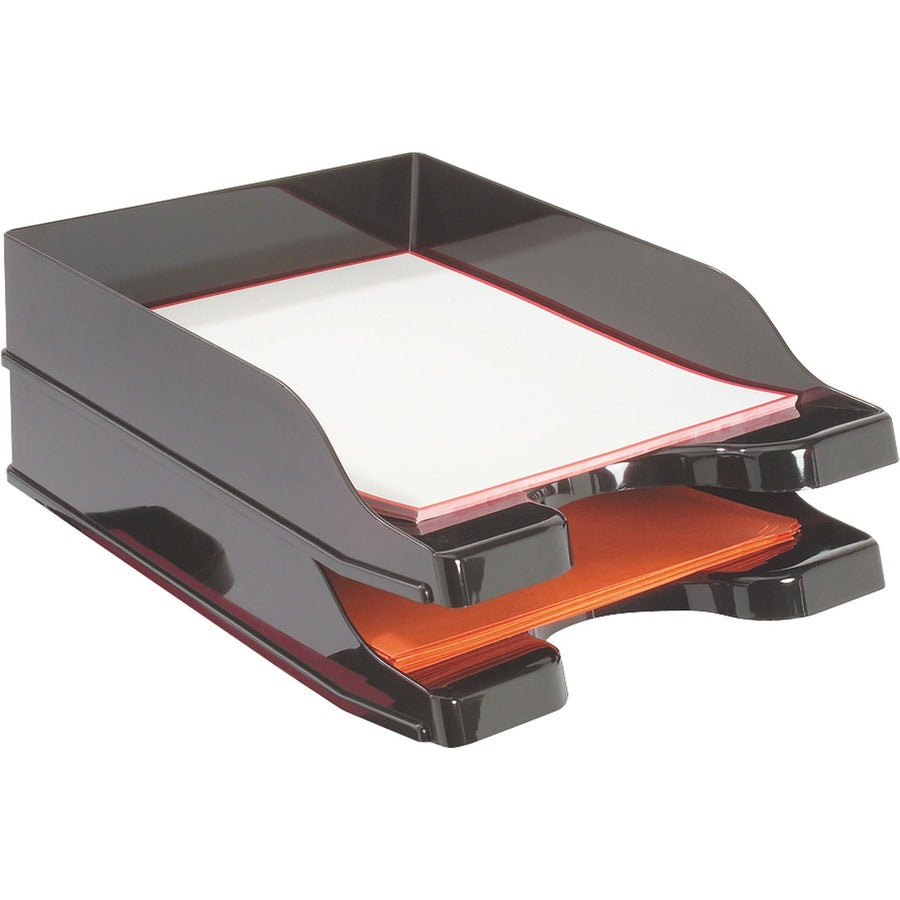 Docutray Multi-Directional Stacking Tray Set, 2 Sections, Letter to Legal Size Files, 10.13" x 13.63" x 2.5", Black, 2/Pack