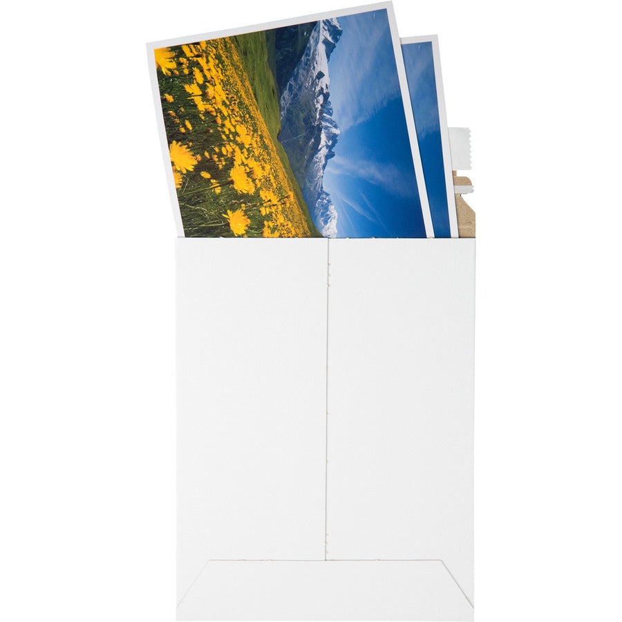 Quality Park Sturdy Fiberboard Photo Mailers - Board - 6" Width x 8" Length - Self-sealing - Fiberboard - 25 / Box - White