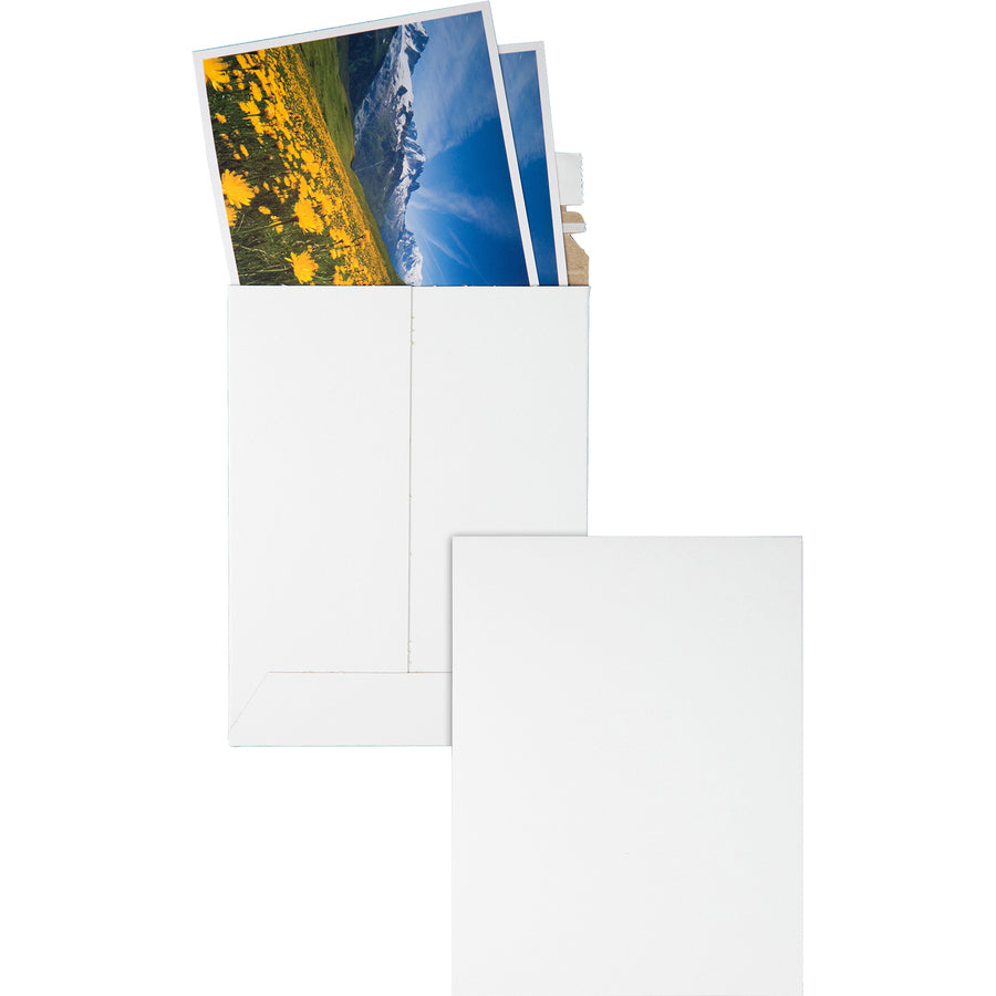 Quality Park Sturdy Fiberboard Photo Mailers - Board - 6" Width x 8" Length - Self-sealing - Fiberboard - 25 / Box - White - 