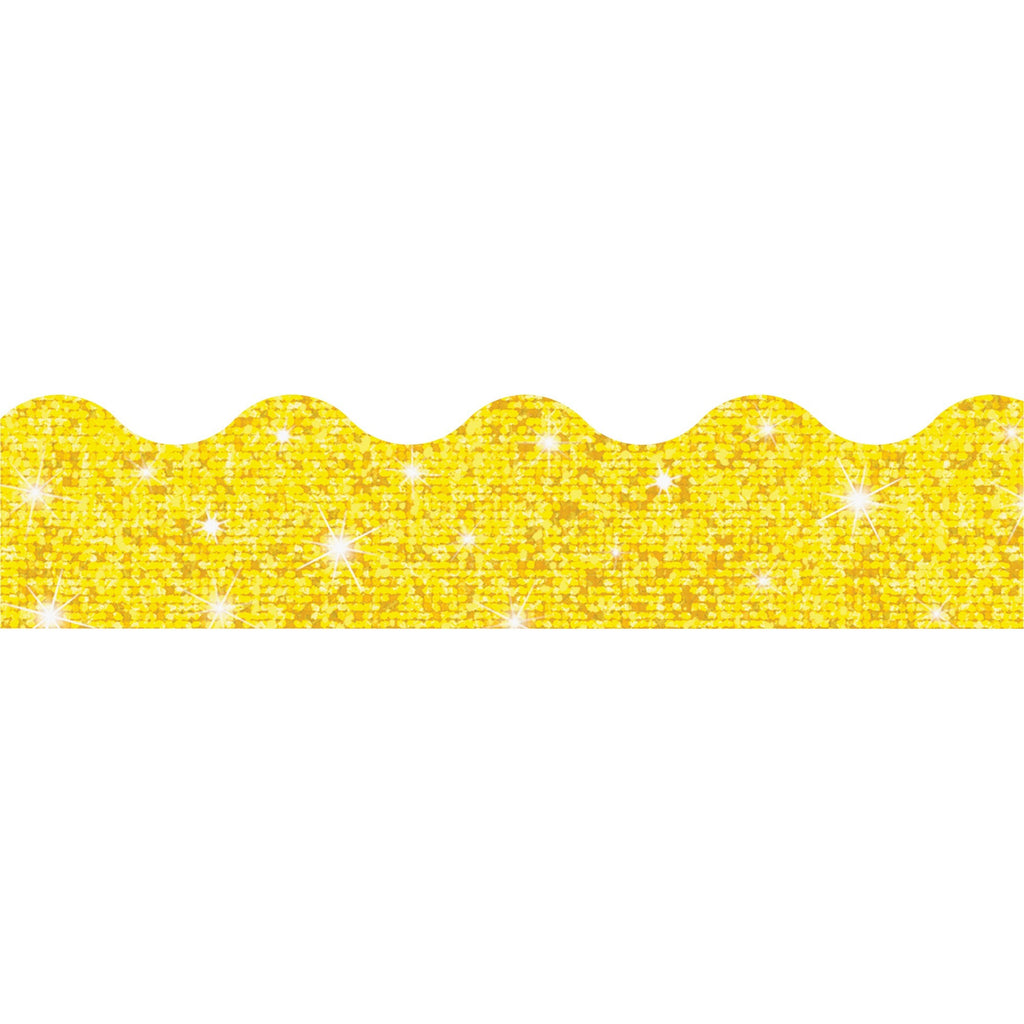 Trend Sparkle Board Trimmers - Rectangle Topped With Waves Shape - Pin-up - Reusable, Precut - 0.10" Height x 2.25" Width x 390" Length - Yellow - Paper - 1 / Each - 
