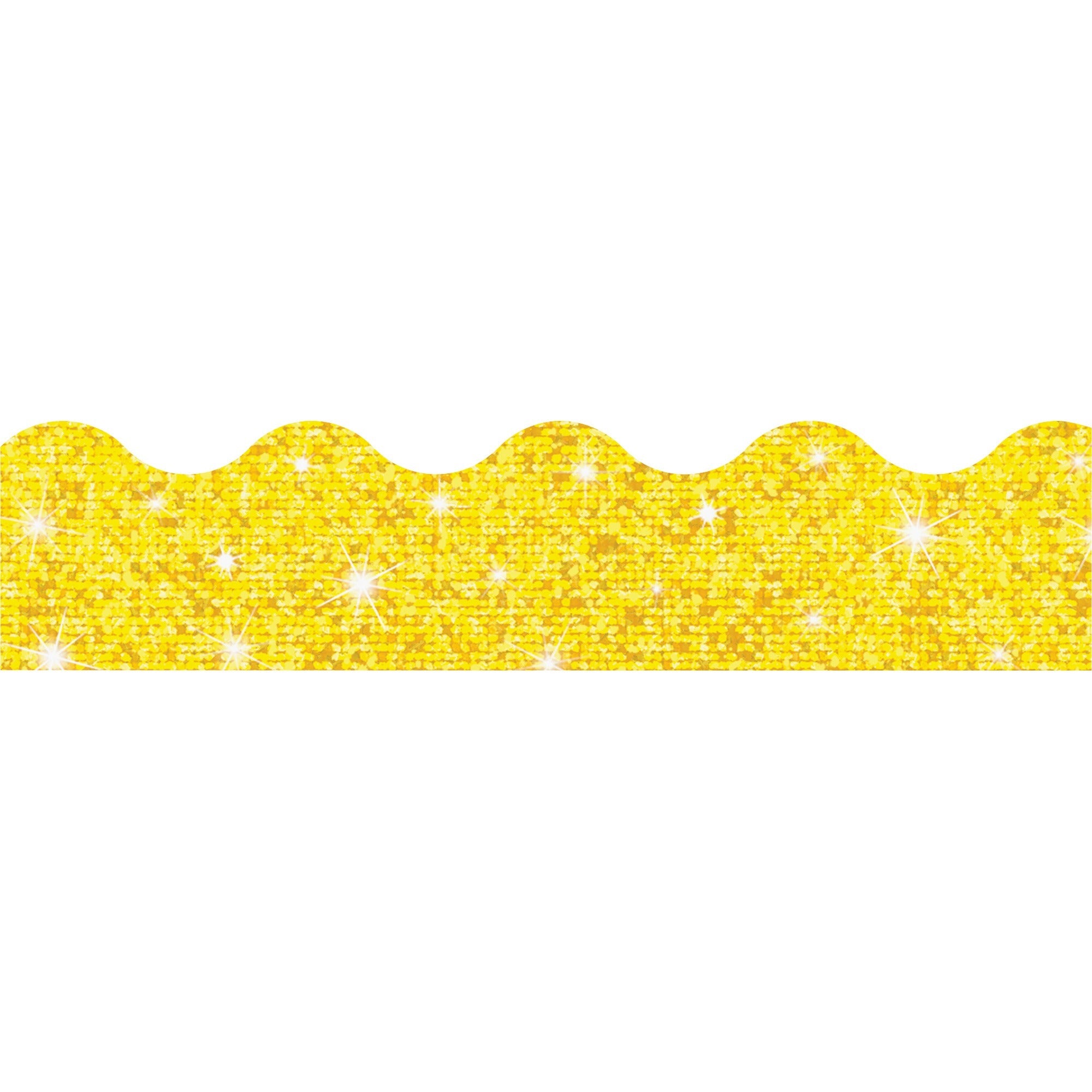 Trend Sparkle Board Trimmers - Rectangle Topped With Waves Shape - Pin-up - Reusable, Precut - 0.10" Height x 2.25" Width x 390" Length - Yellow - Paper - 1 / Each - 