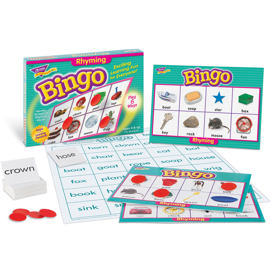 Trend Rhyming Bingo Game - Theme/Subject: Learning - Skill Learning: Vocabulary, Spelling, Rhyming, Word - 4 Year & Up - Multi - 